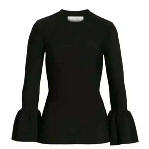 Rachel Parcell Black Knit Bell Sleeve Sweater